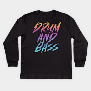 DRUM AND BASS  - Bass Gradient (Orange/pink/blue) Kids Long Sleeve T-Shirt